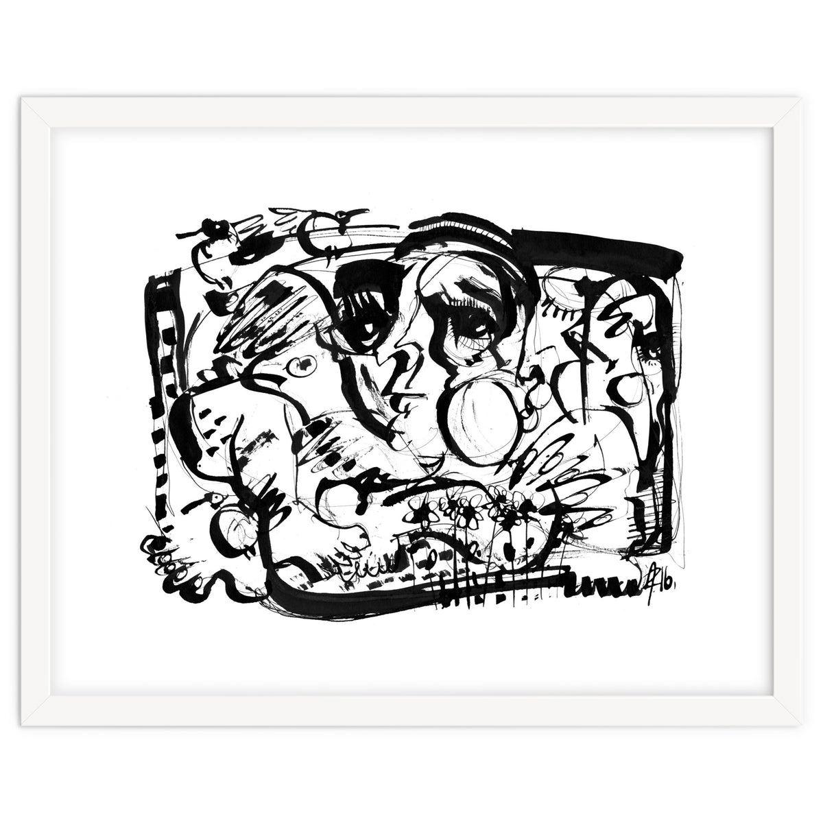 Birds and Flowers - b&w