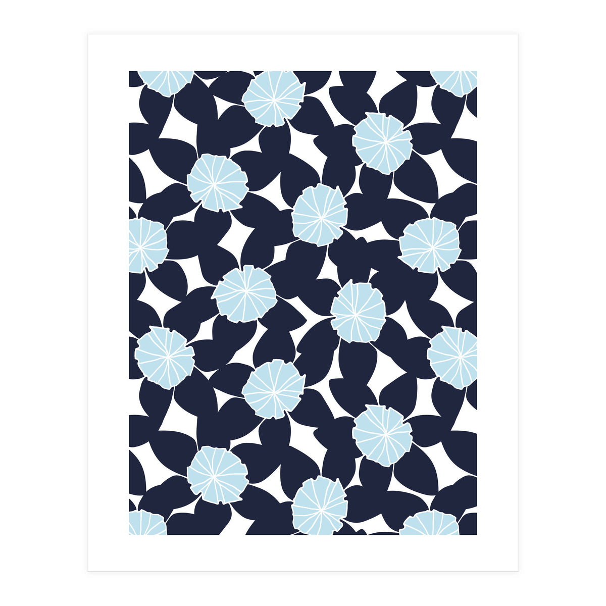 Pastel Blue Abstract Flower Pattern (Print Only)