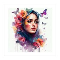 Watercolor Floral Arabian Woman #5 (Print Only)