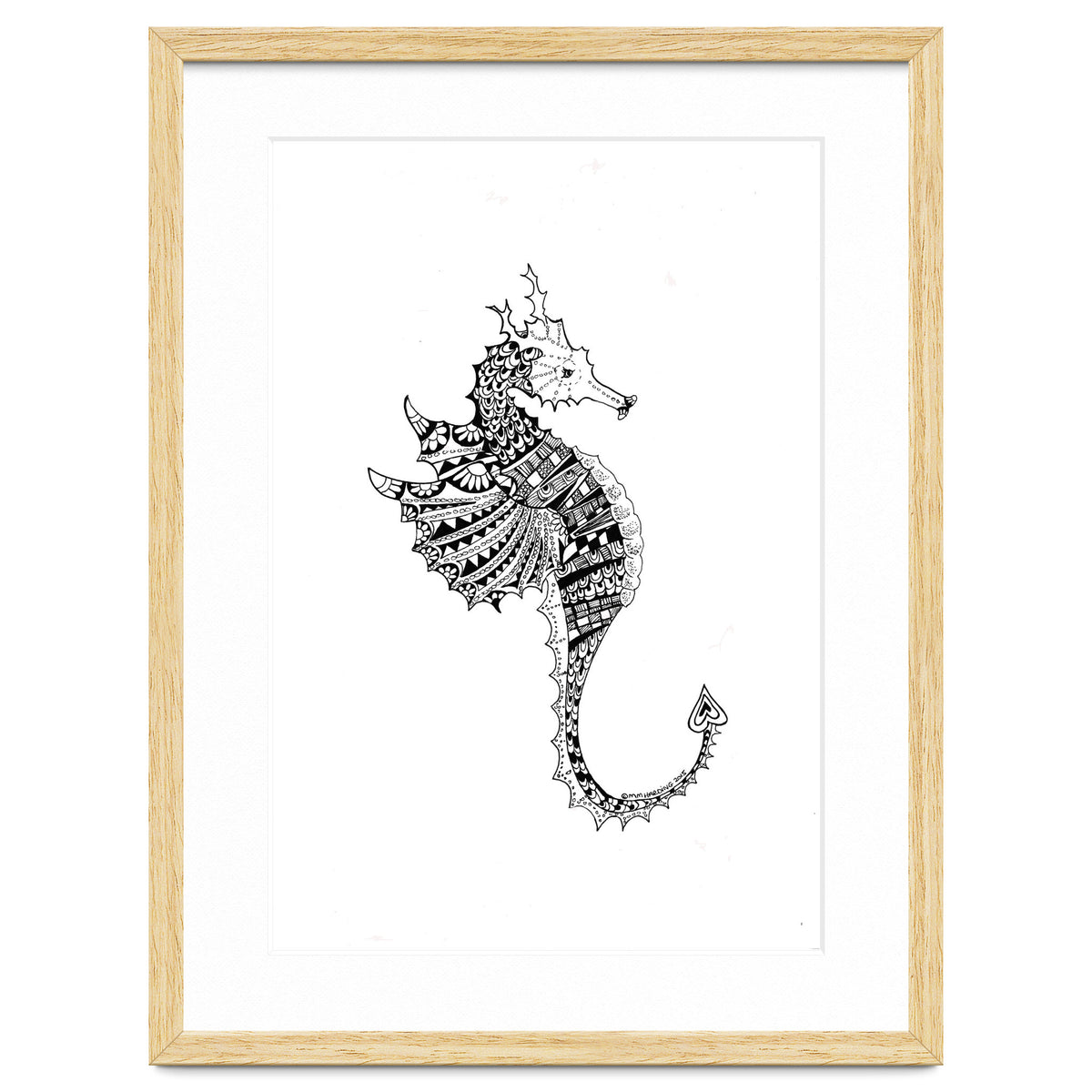 Seahorse Dragon Zen Doodle