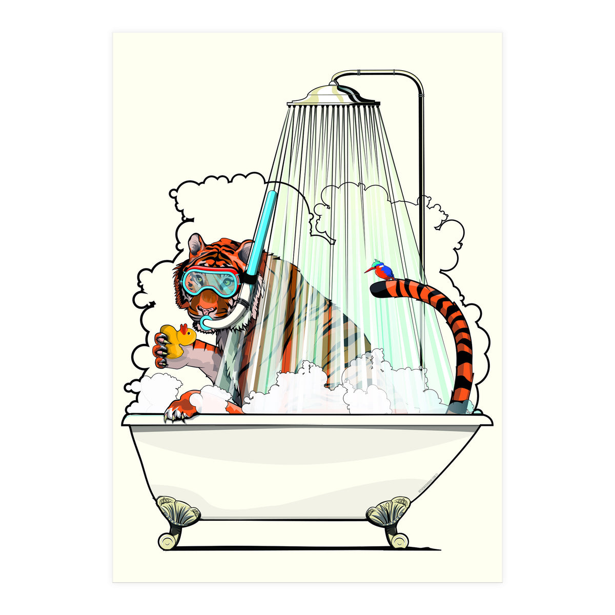 Tiger in the Bath, funny Bathroom Humour (Print Only)