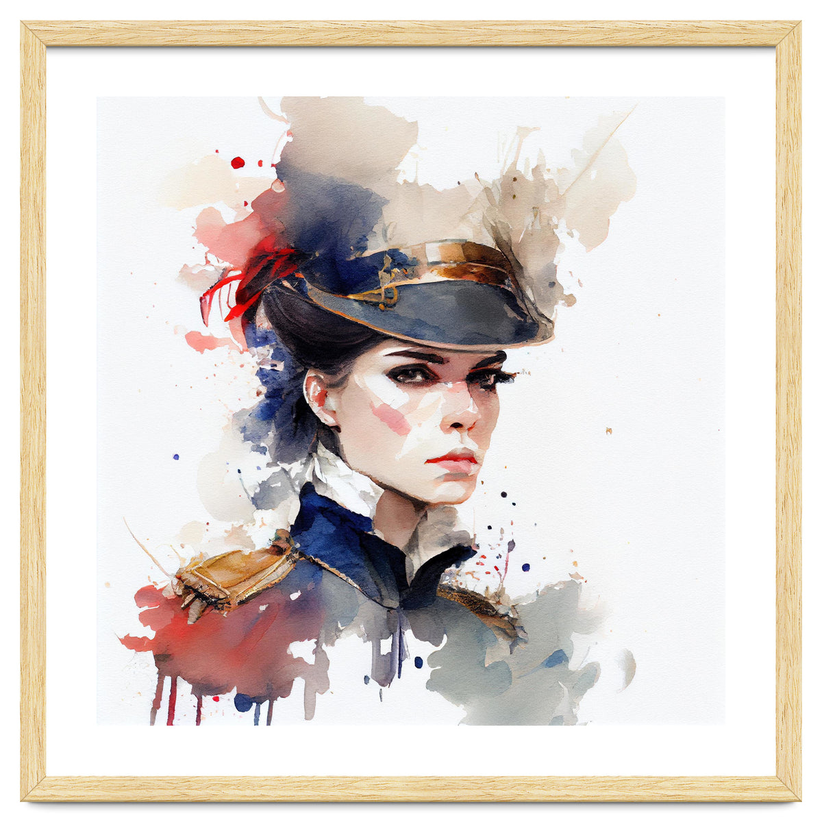 Watercolor Napoleonic Soldier Woman #1