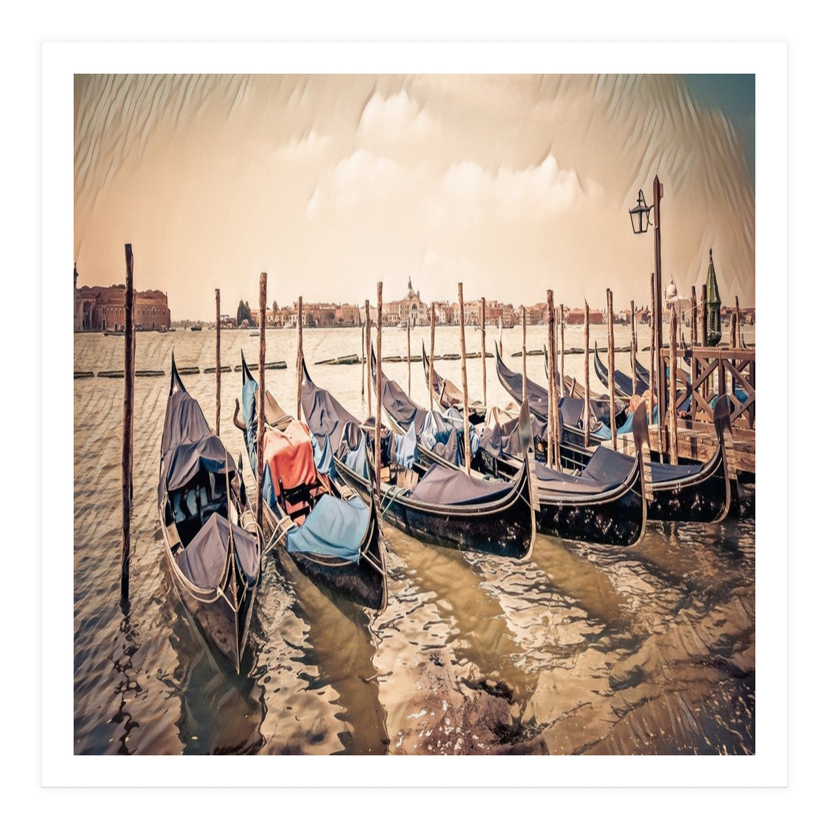 Several Gondolas boats, Colorful Italy  (Print Only)