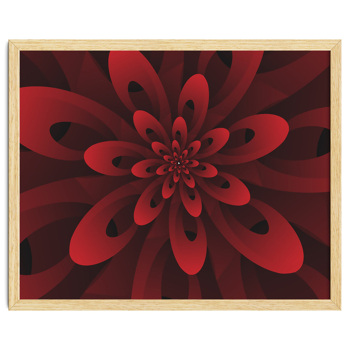 Abstract Digital Modern Red Floral 3D ART