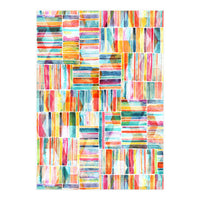 Summer Pastel Geometric and Striped Abstract on white (Print Only)