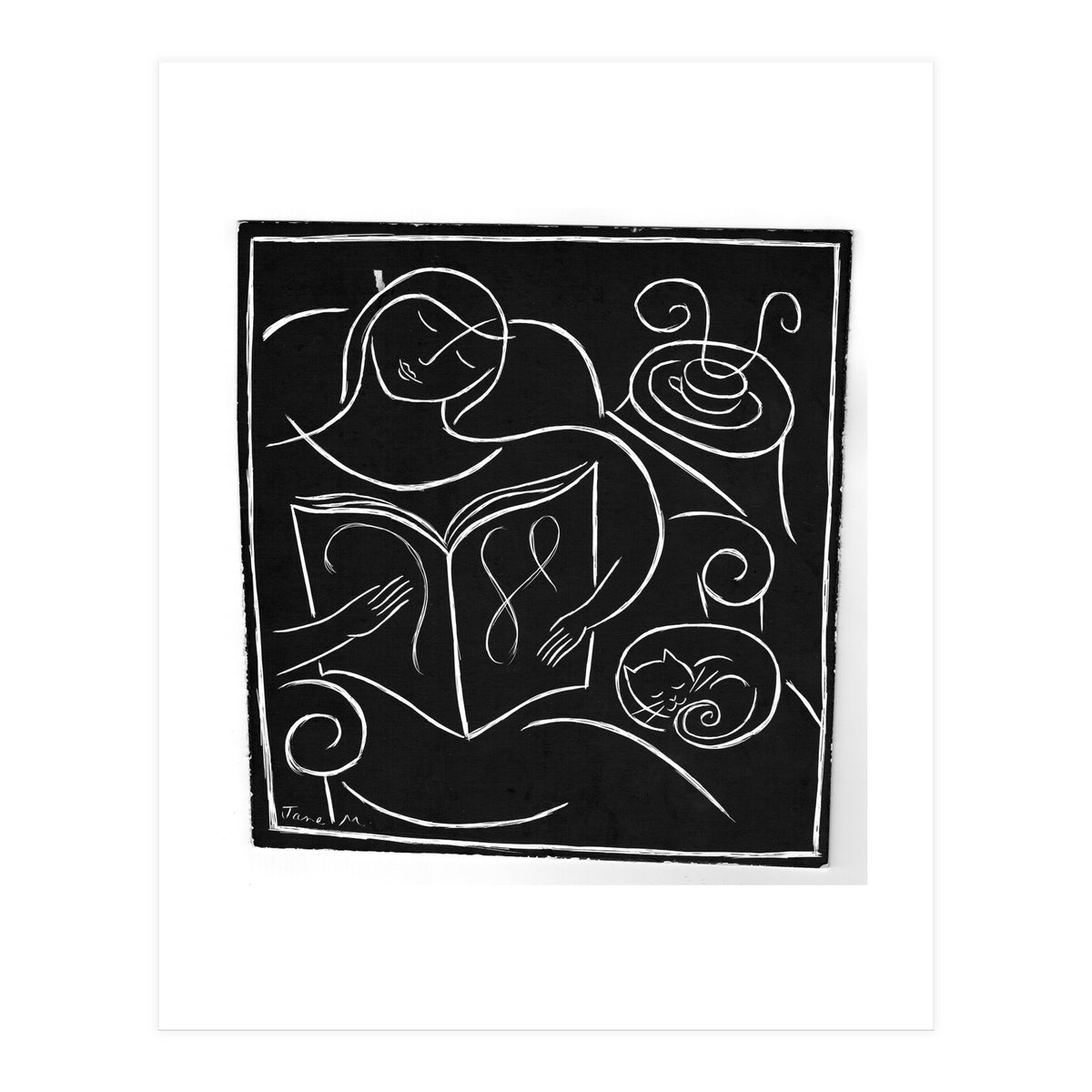 Reading With Cat (Print Only)