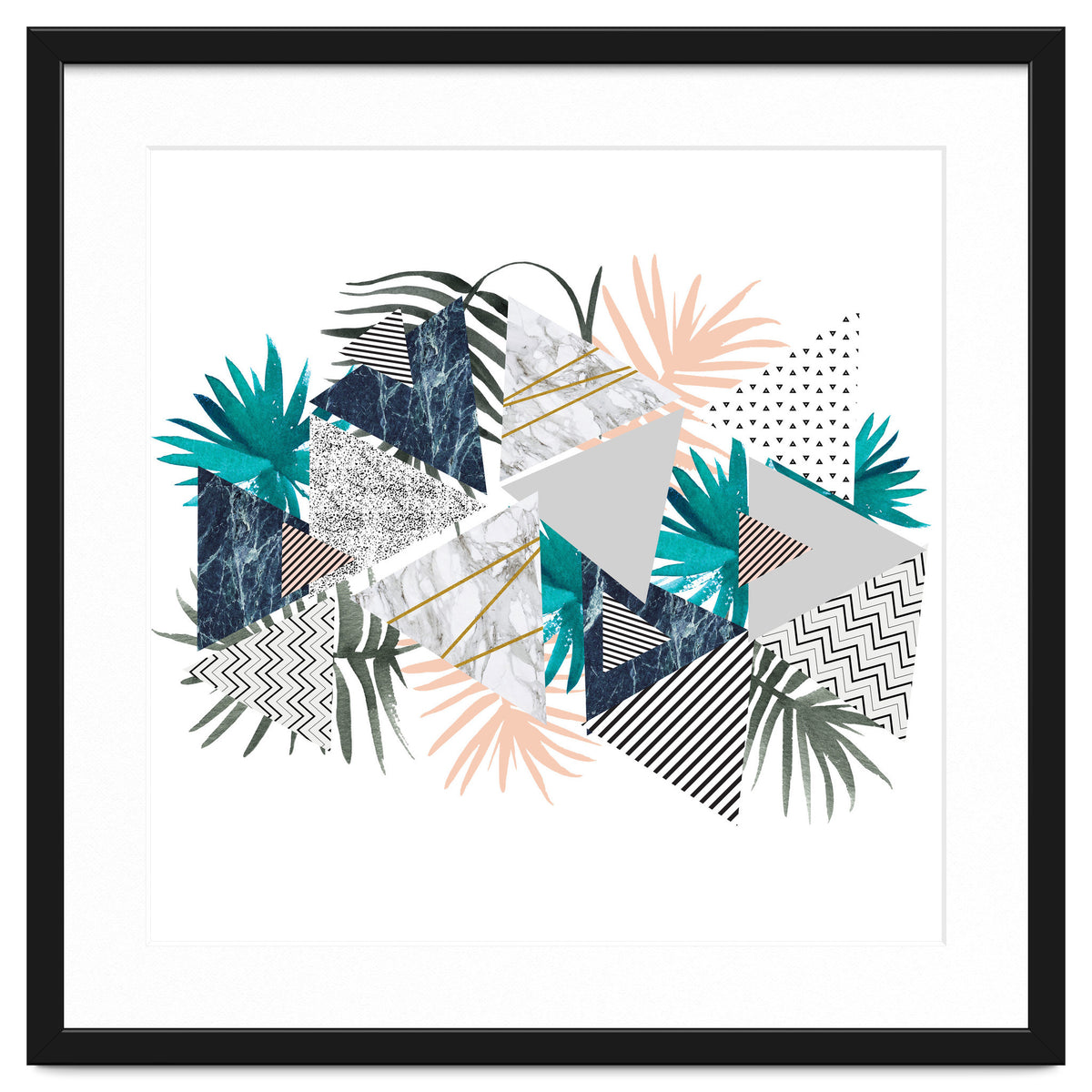 Abstract of geometric patterns with plants and marble I