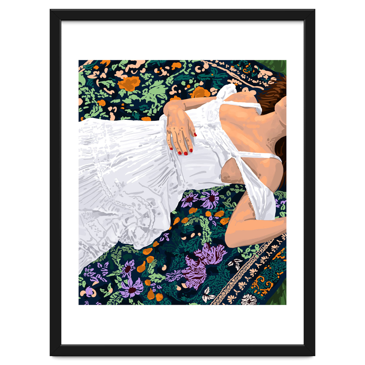 Moroccan Carpet, Bohemian Woman Painting