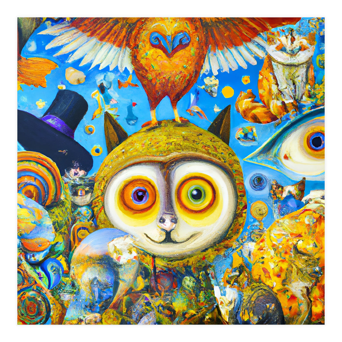 Chaotic and Colorful Fantasy Creatures Art Print (Print Only)