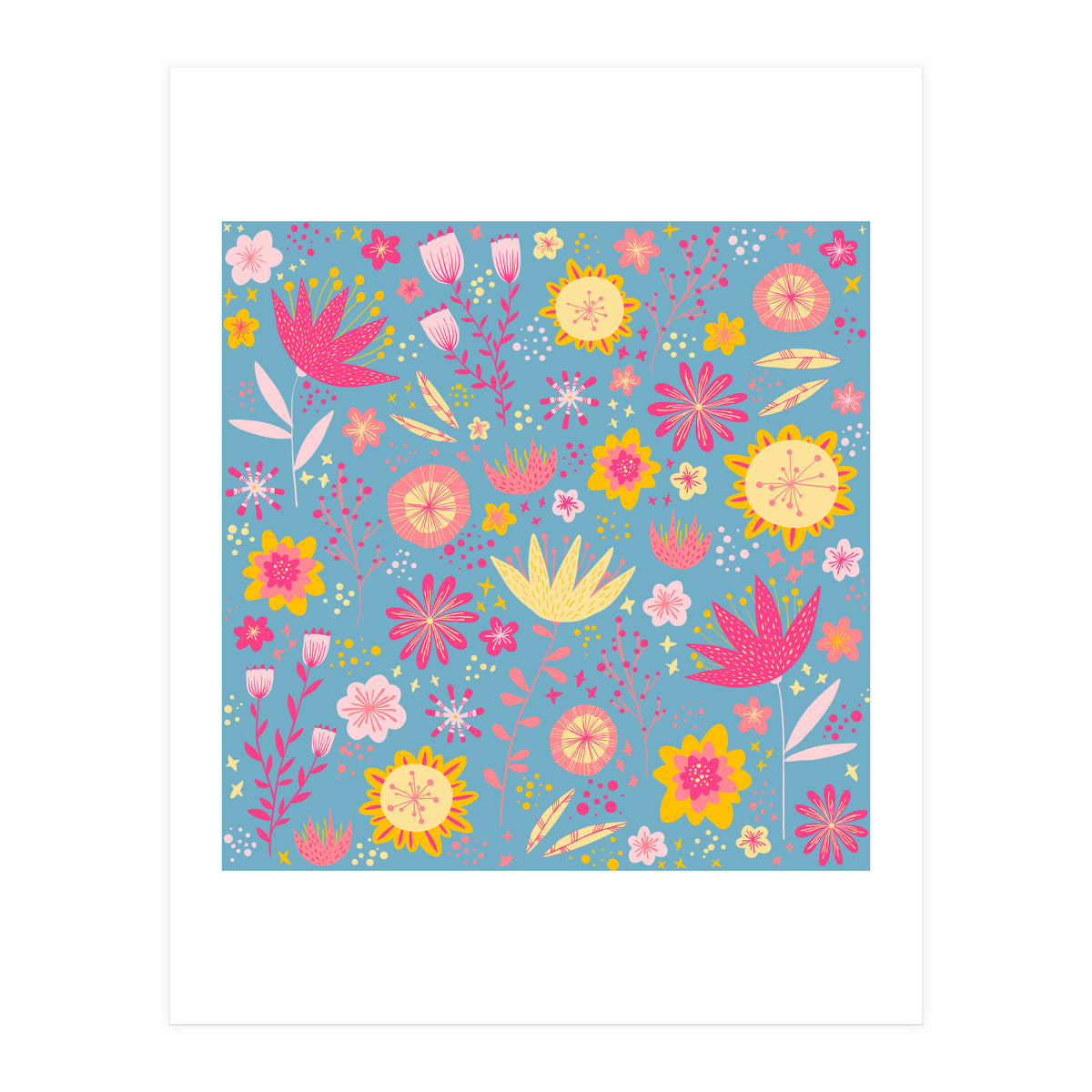 High Summer Flowers Teal (Print Only)