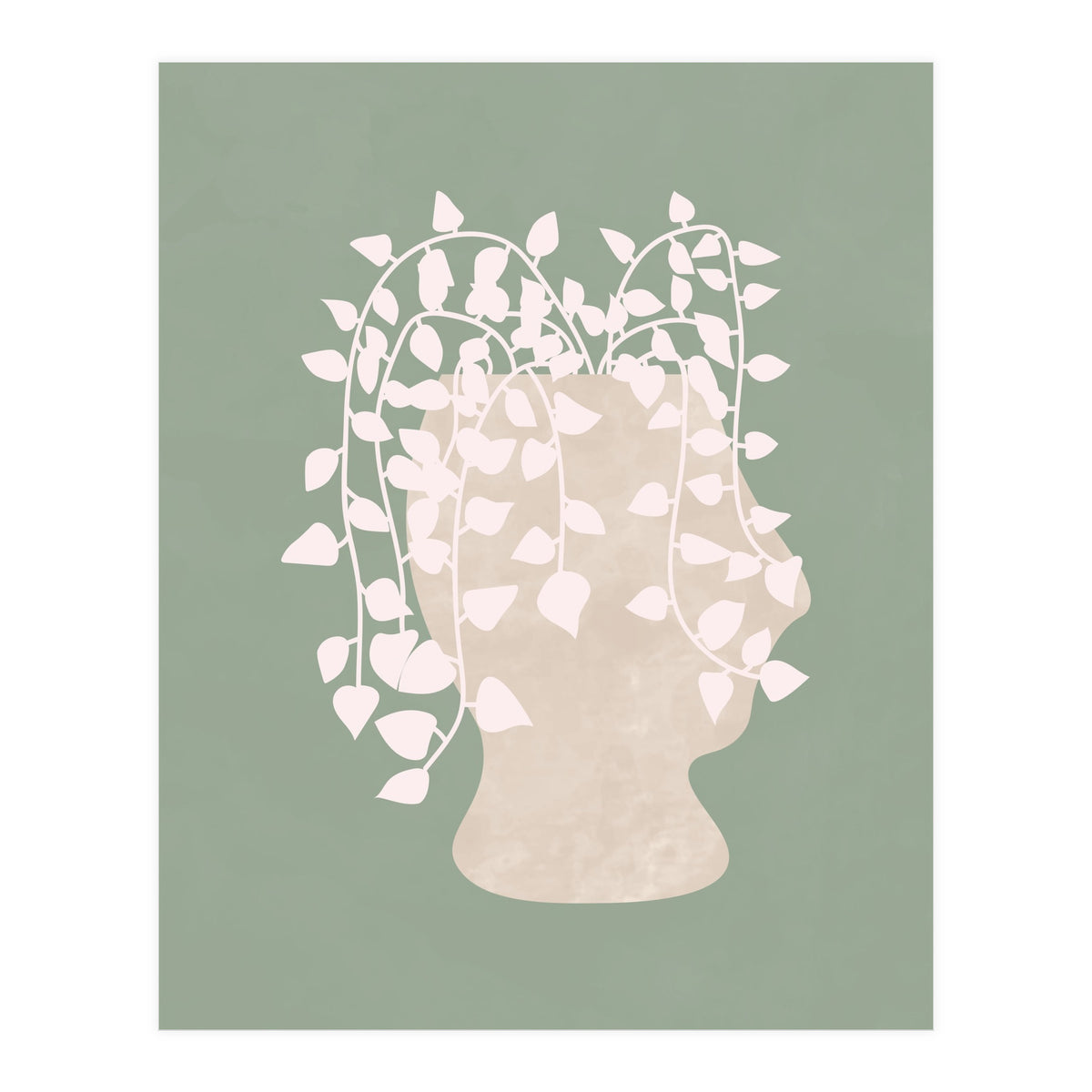 Abstract Potted Figure Sage Green (Print Only)