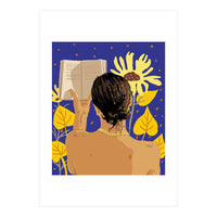 You're never alone when lost in the magic of a book, Bohemian Reader Botanical, Nude Plant Lady (Print Only)