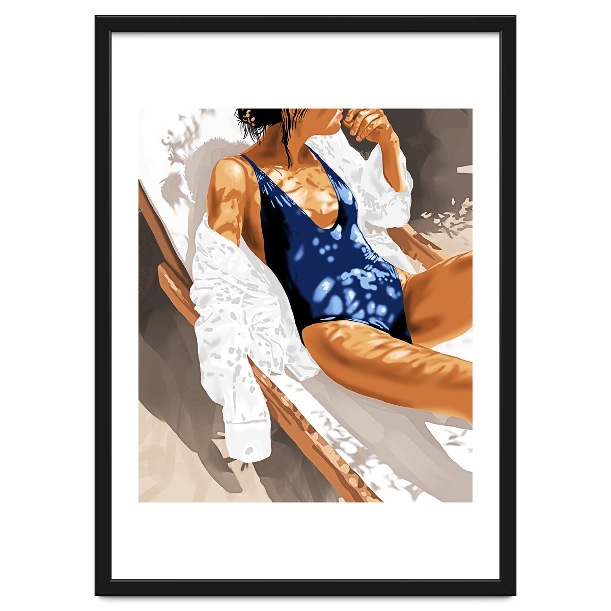 Girls Just Wanna Have Sun Painting, Woman Fashion Swim Beach Vacation Travel Summer Illustration