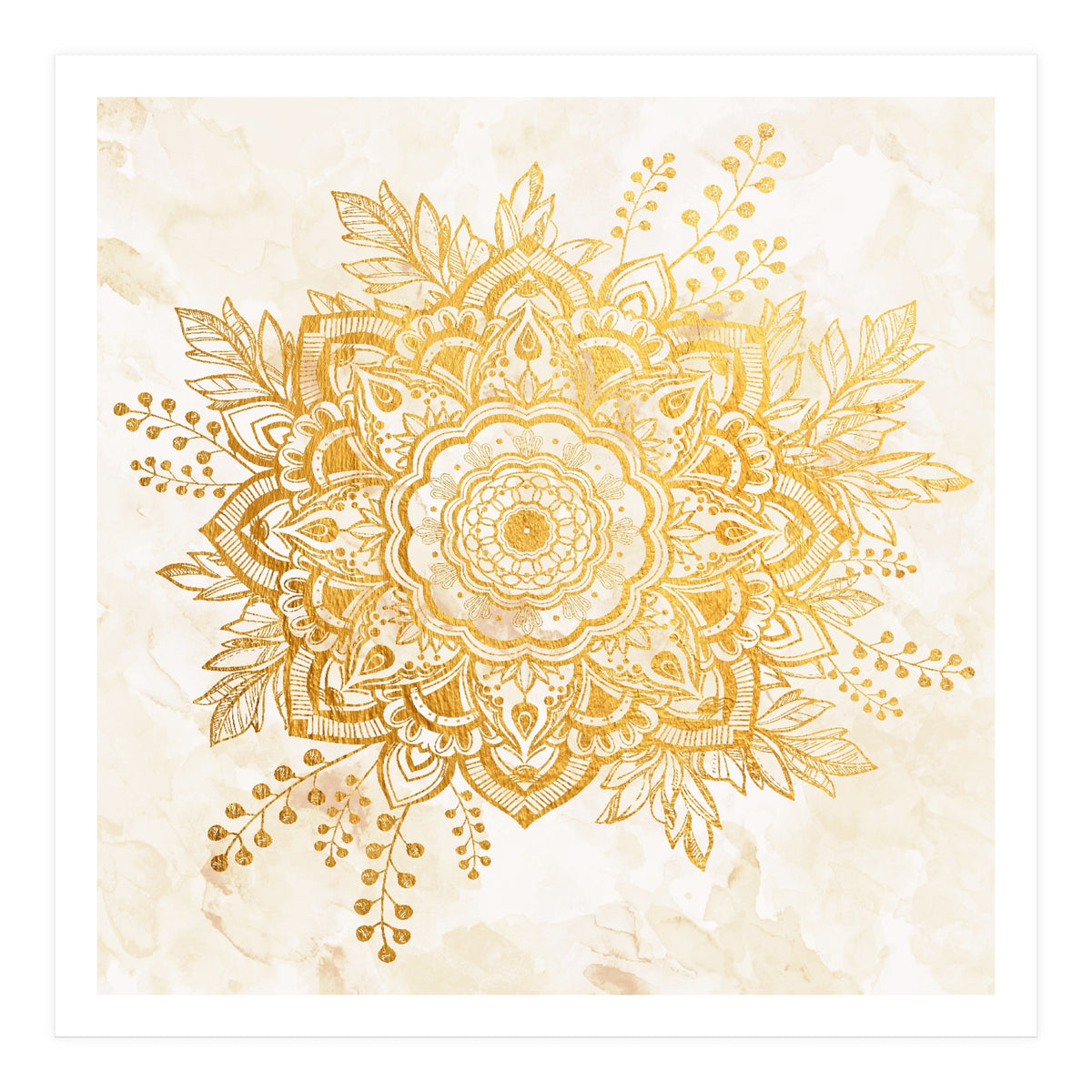 Queen Starring of Mandala-Gold Sunflower II (Print Only)