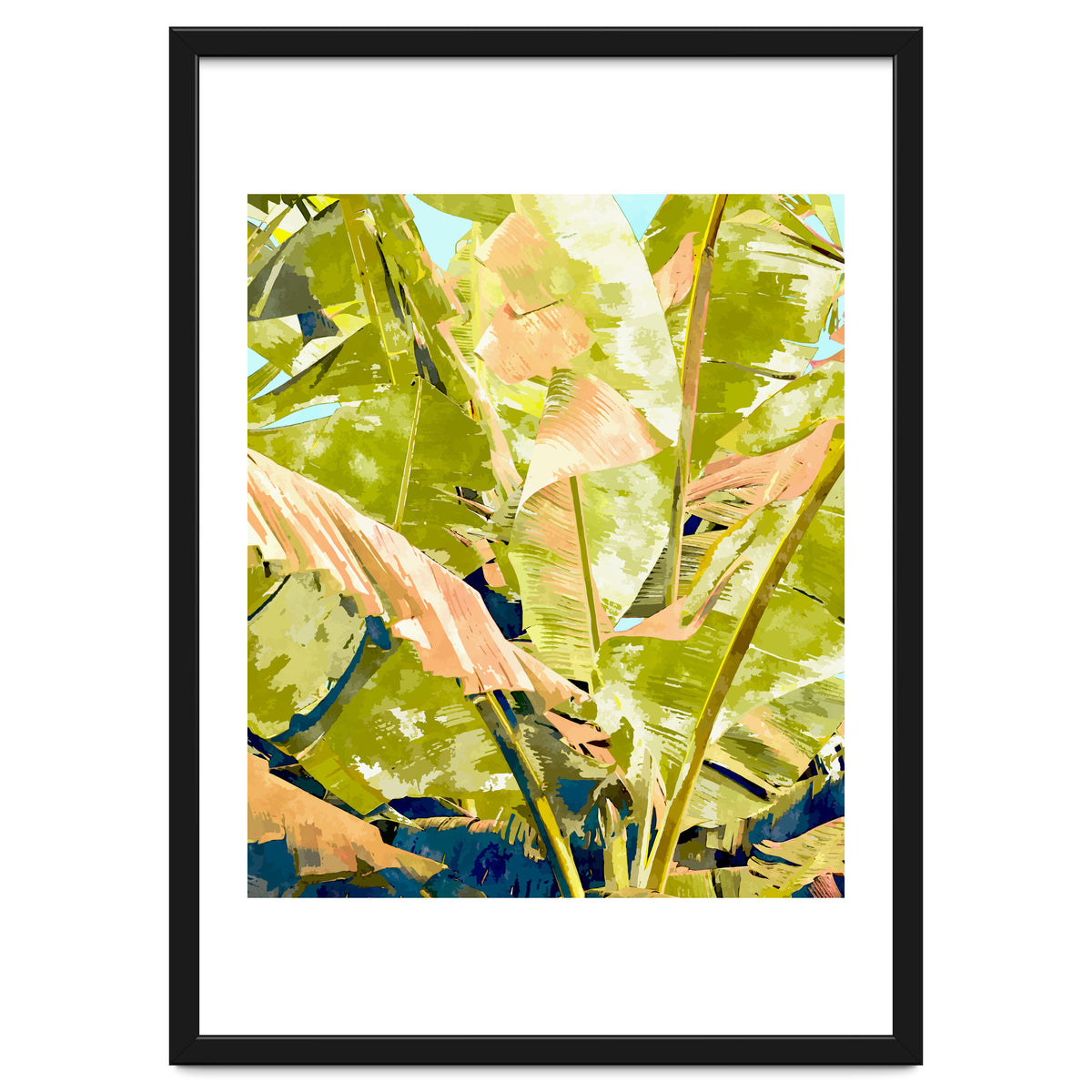 Blush Banana Tree, Tropical Banana Leaves Painting