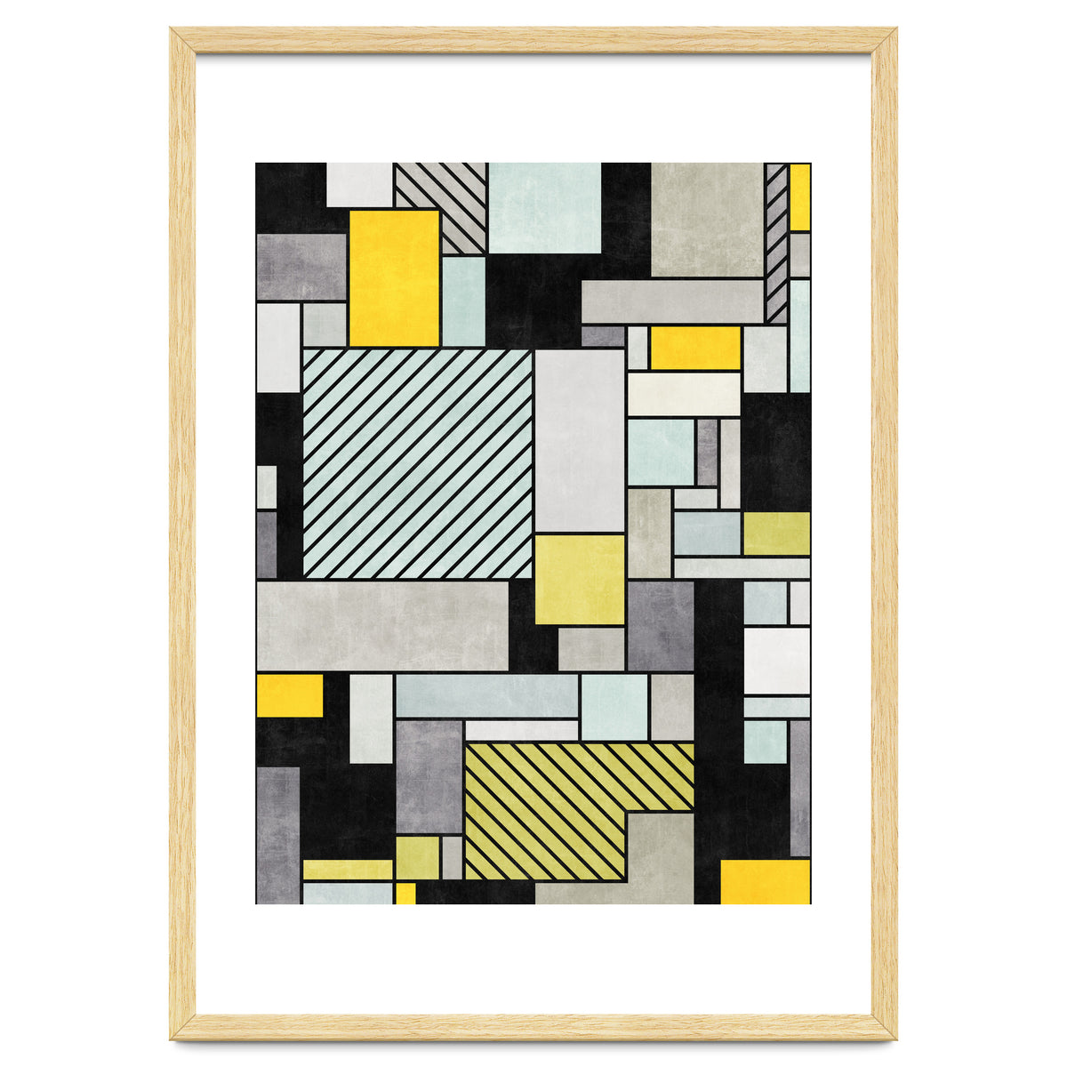 Random Concrete Pattern - Yellow, Blue, Grey