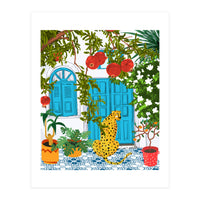 Cheetah Home, Morocco Architecture Illustration, Greece Cats Tropical Urban Jungle Pomegranate  (Print Only)