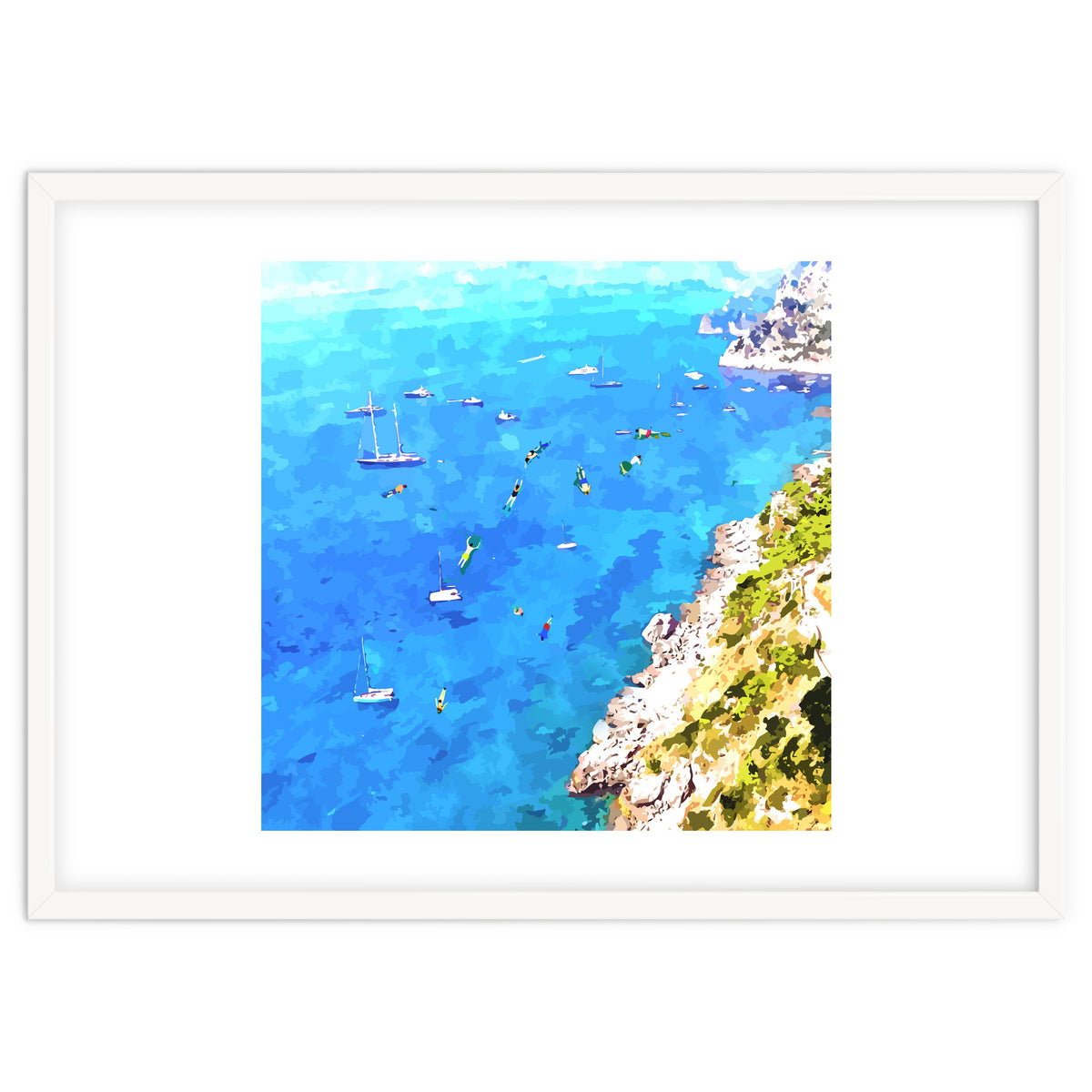 Capri Islands | Tropical Travel Summer Island | Ocean Sea Beach Swim Sail Painting