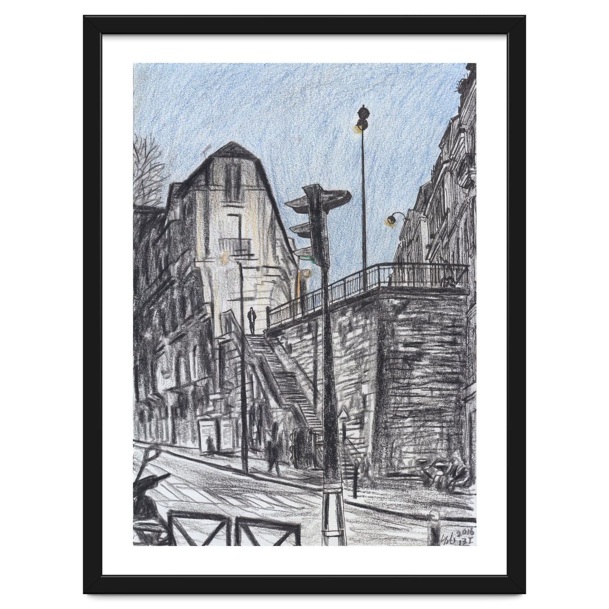 Cold afternoon on Artist Street in Paris