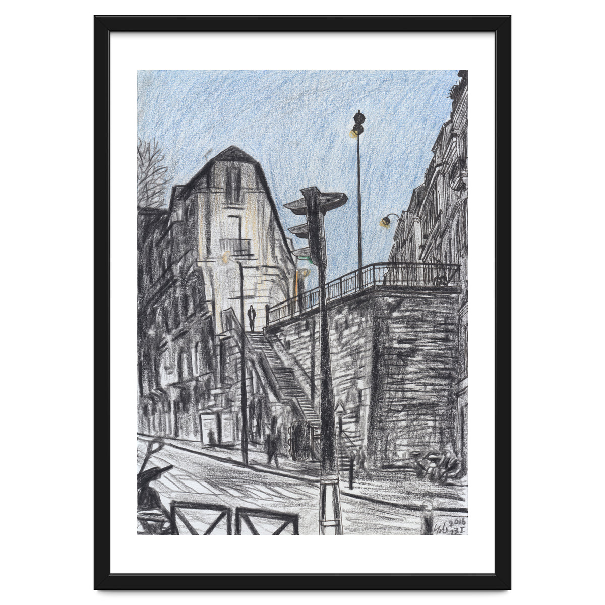 Cold afternoon on Artist Street in Paris