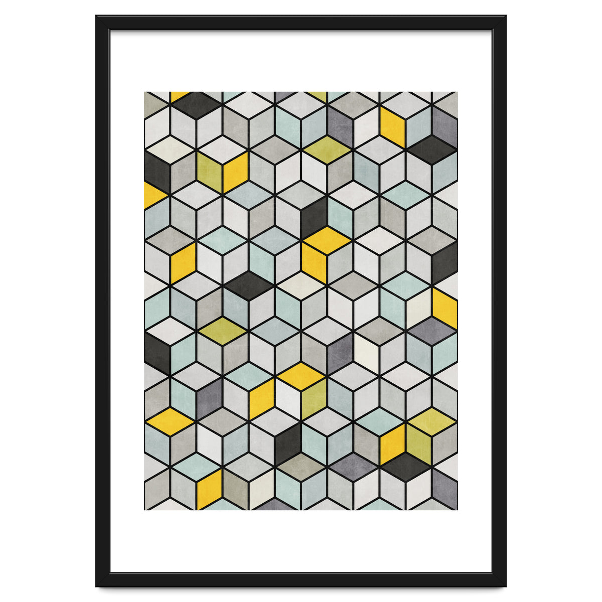 Colorful Concrete Cubes - Yellow, Blue, Grey