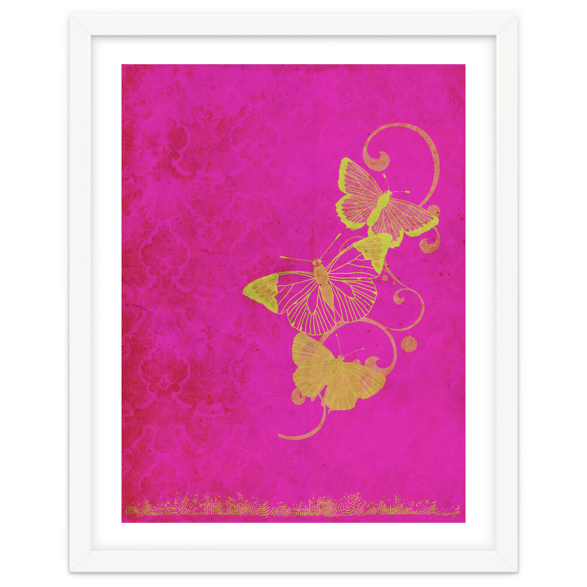Yellow Butterflies on Pink