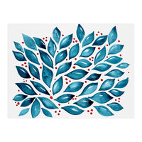 Abstract leaves and dots - teal and red (Print Only)