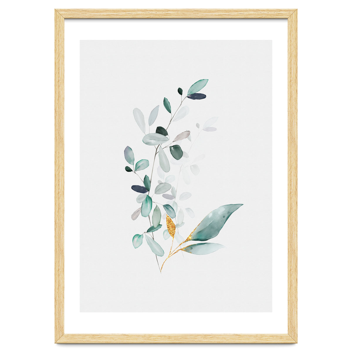 Modern Botanical Gold & Sage Study 01