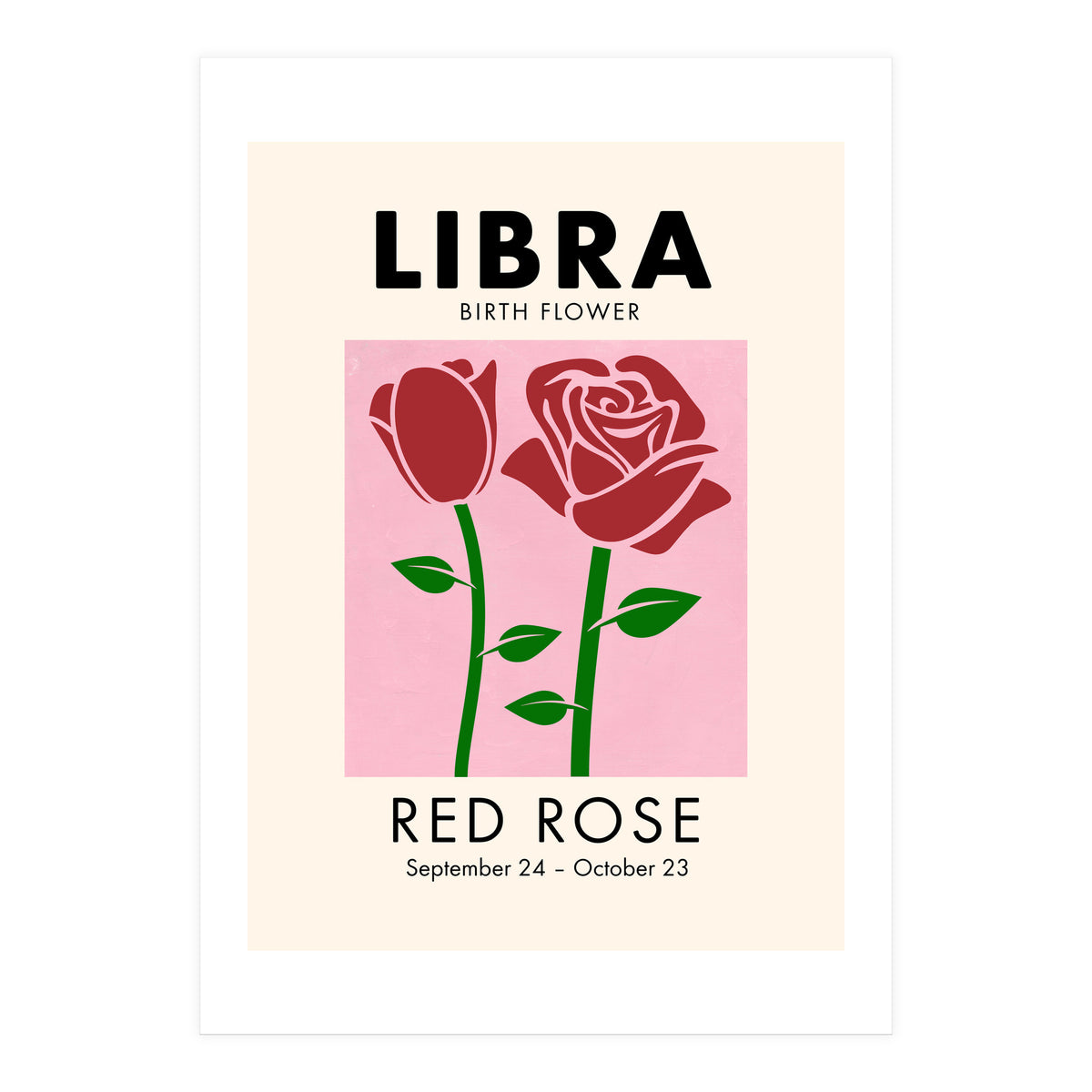 Libra Birth Flower Red Rose (Print Only)