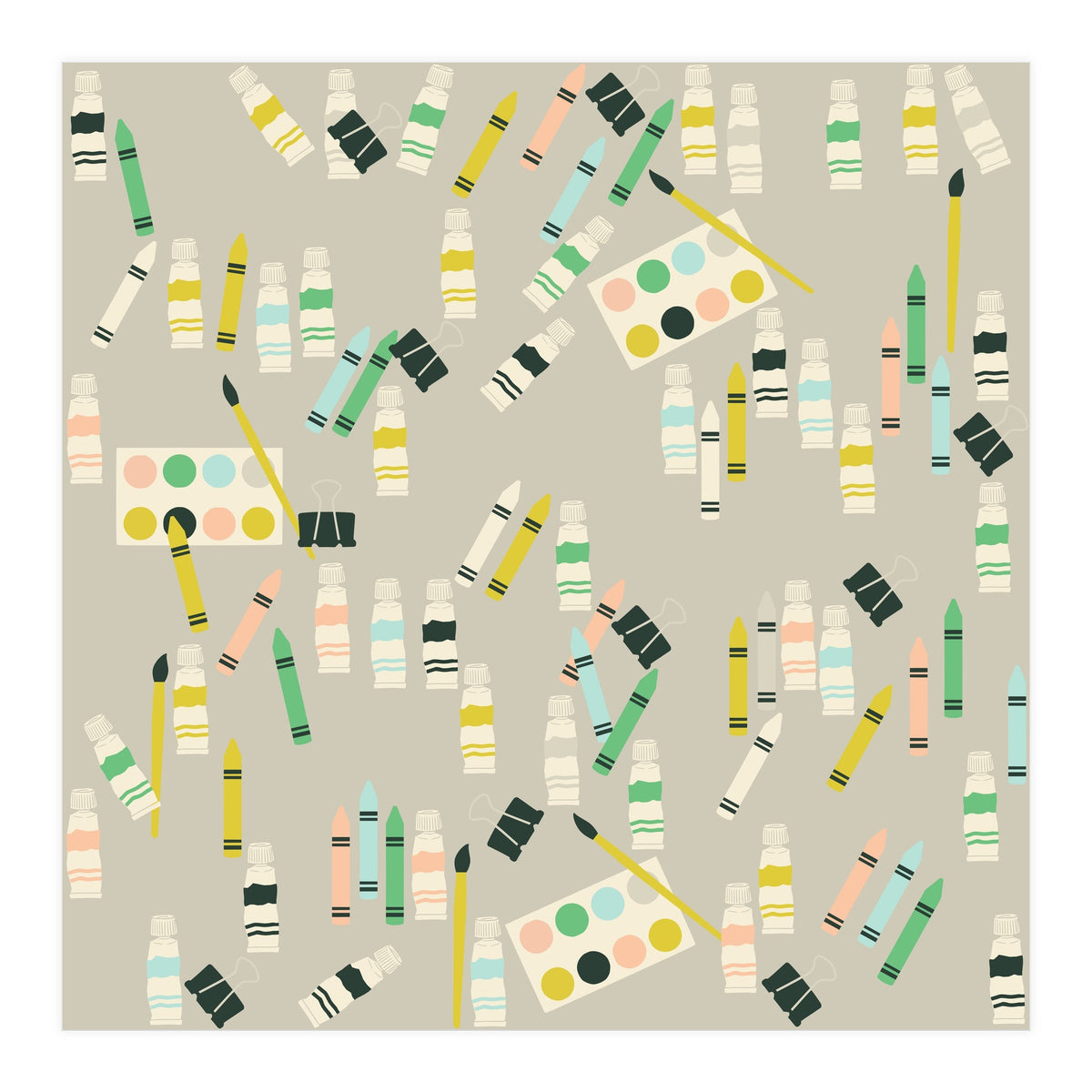 Artist pattern with crayons, watercolors and acrylic paint (Print Only)