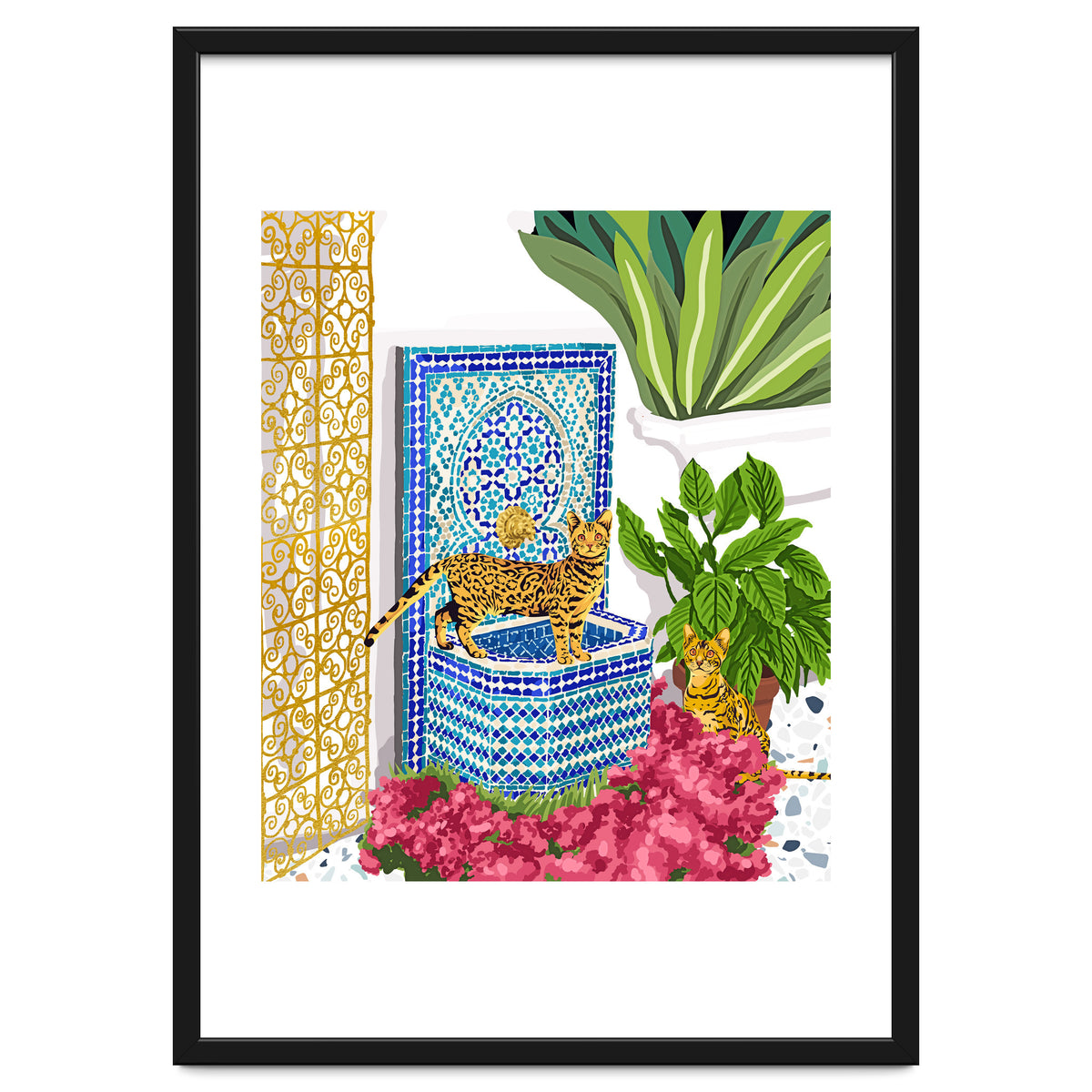Royal Bengal Cats | Palace Pets & Architecture Building | Exotic Travel Urban Jungle Terrazzo Tiles