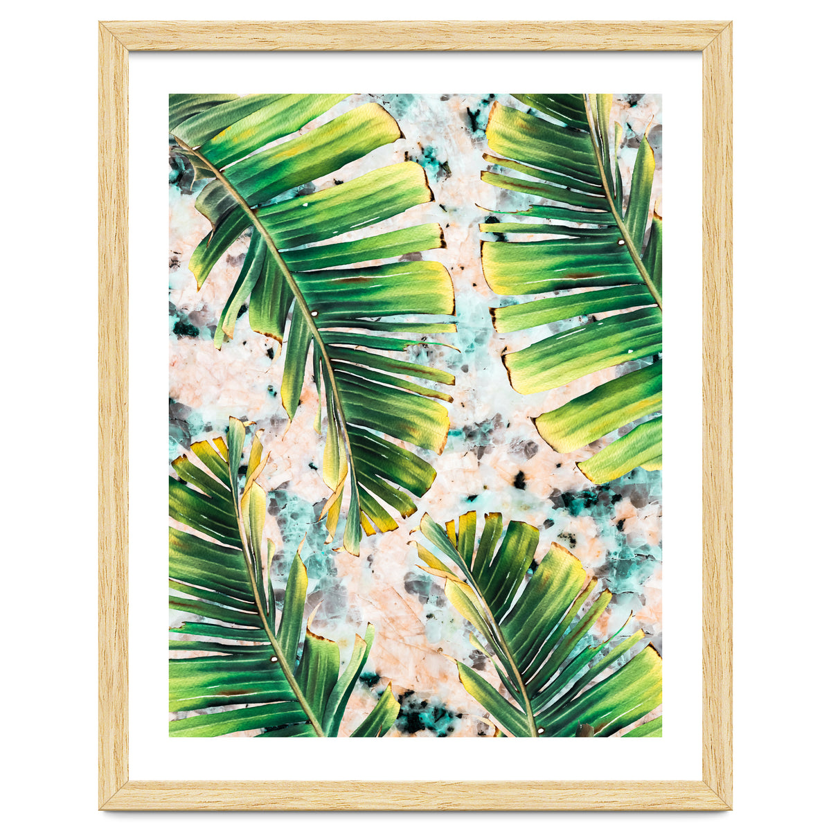 Palm leaf on marble 02