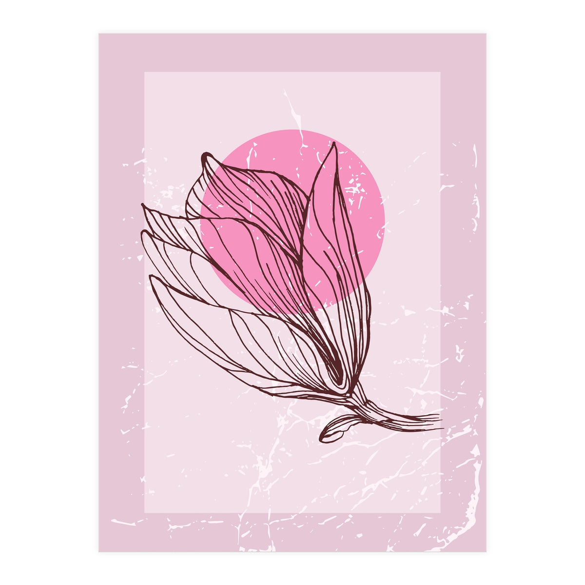 Magnolia  Minimalist Scandinavian, Abstract Geometric Art, Botanical Art (Print Only)