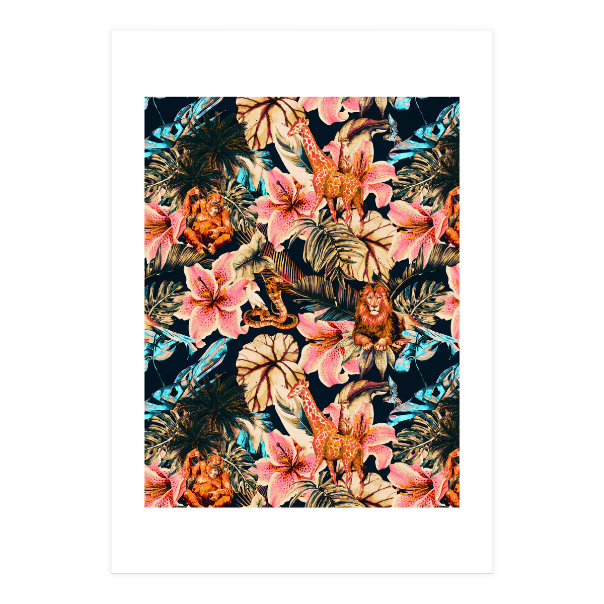 Wild animals in the dark of the jungle 02 (Print Only)