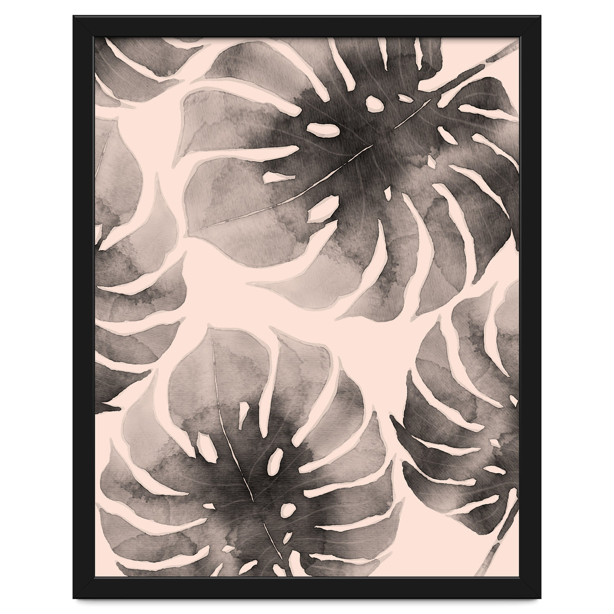 Monstera pink and gray watercolor