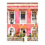 Monkey Business | Watercolor Tropical Goa Architecture Painting | Travel Pastel Pink Blush Building (Print Only) thumbnail