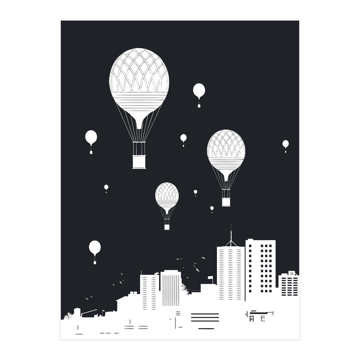 Balloons And The City (dark version) (Print Only)