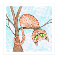 Red cat in a tree (Print Only)
