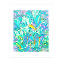 Palm Garden, Tropical Nature Jungle Botanical Painting, Bohemian Intricate Pastel Forest (Print Only)