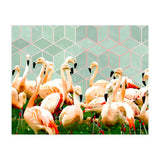 Flamingle Abstract Digital, Flamingo Wildlife Painting, Birds Geometric Collage  (Print Only) thumbnail