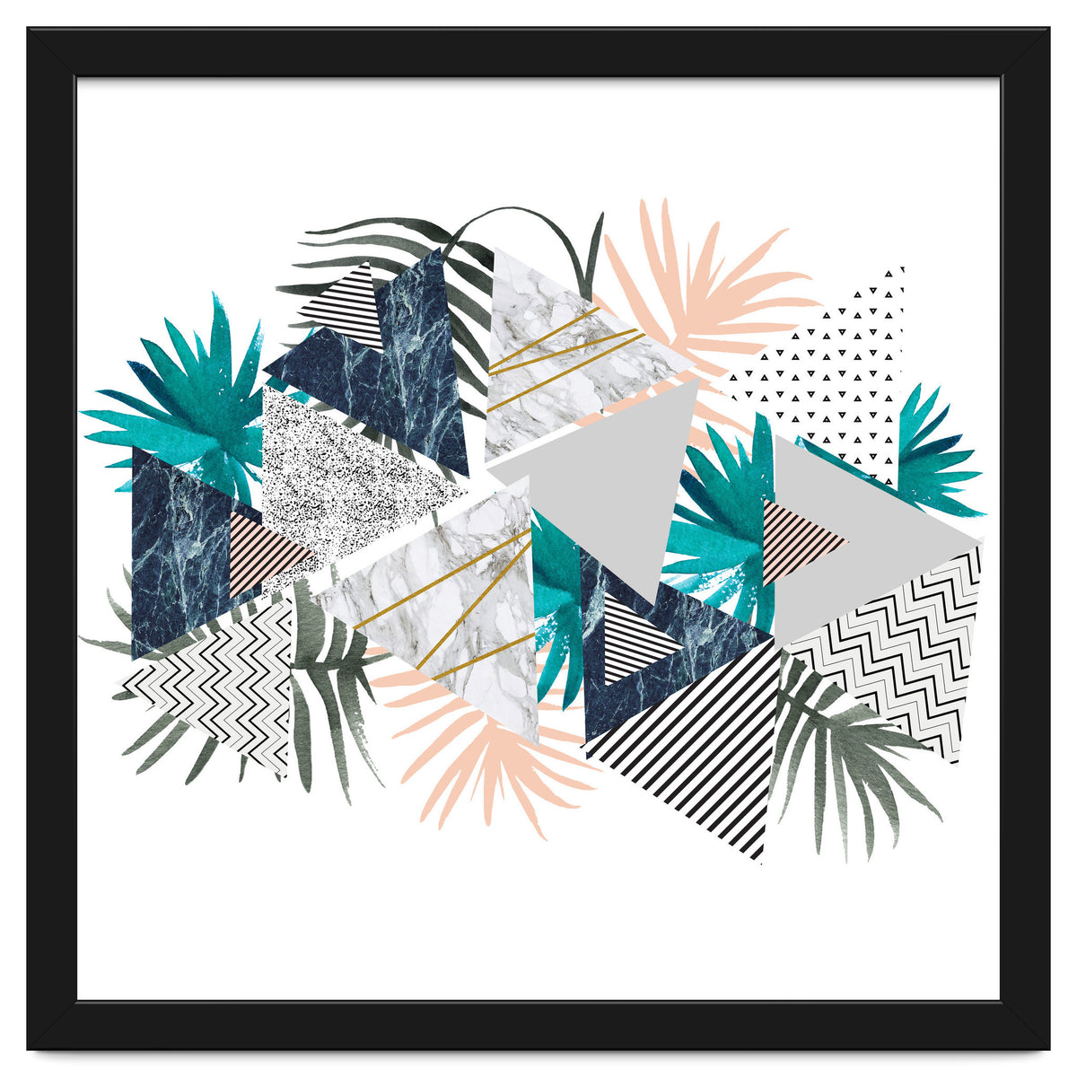 Abstract of geometric patterns with plants and marble I