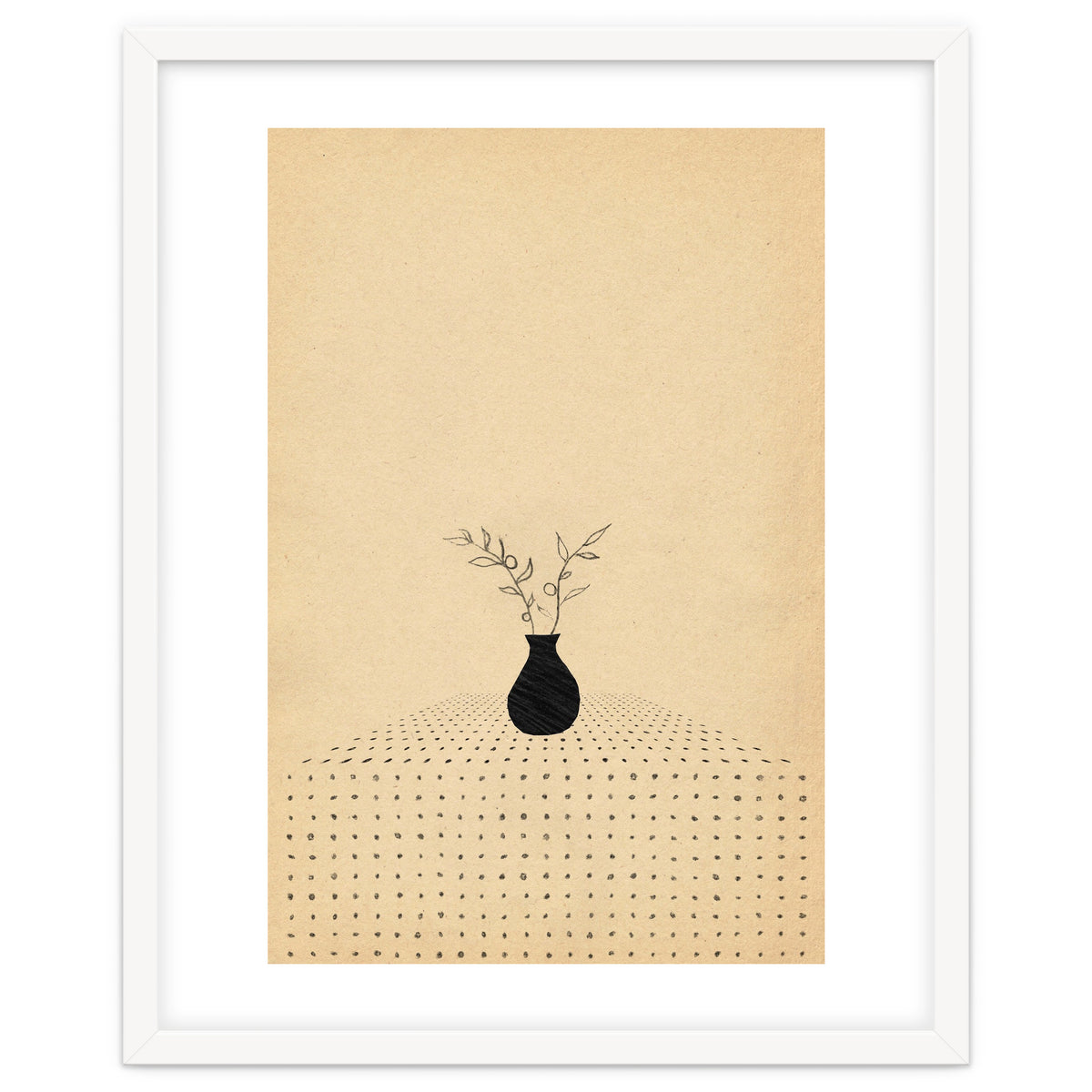 Abstract still life, vase and plants