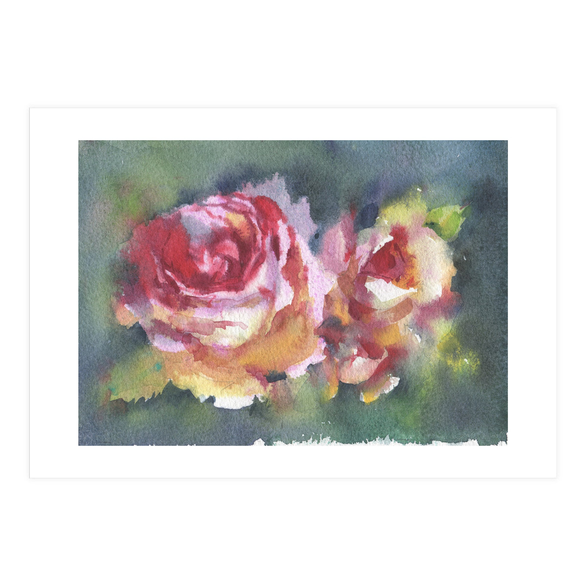 Wildflowers rose watercolor painting (Print Only)