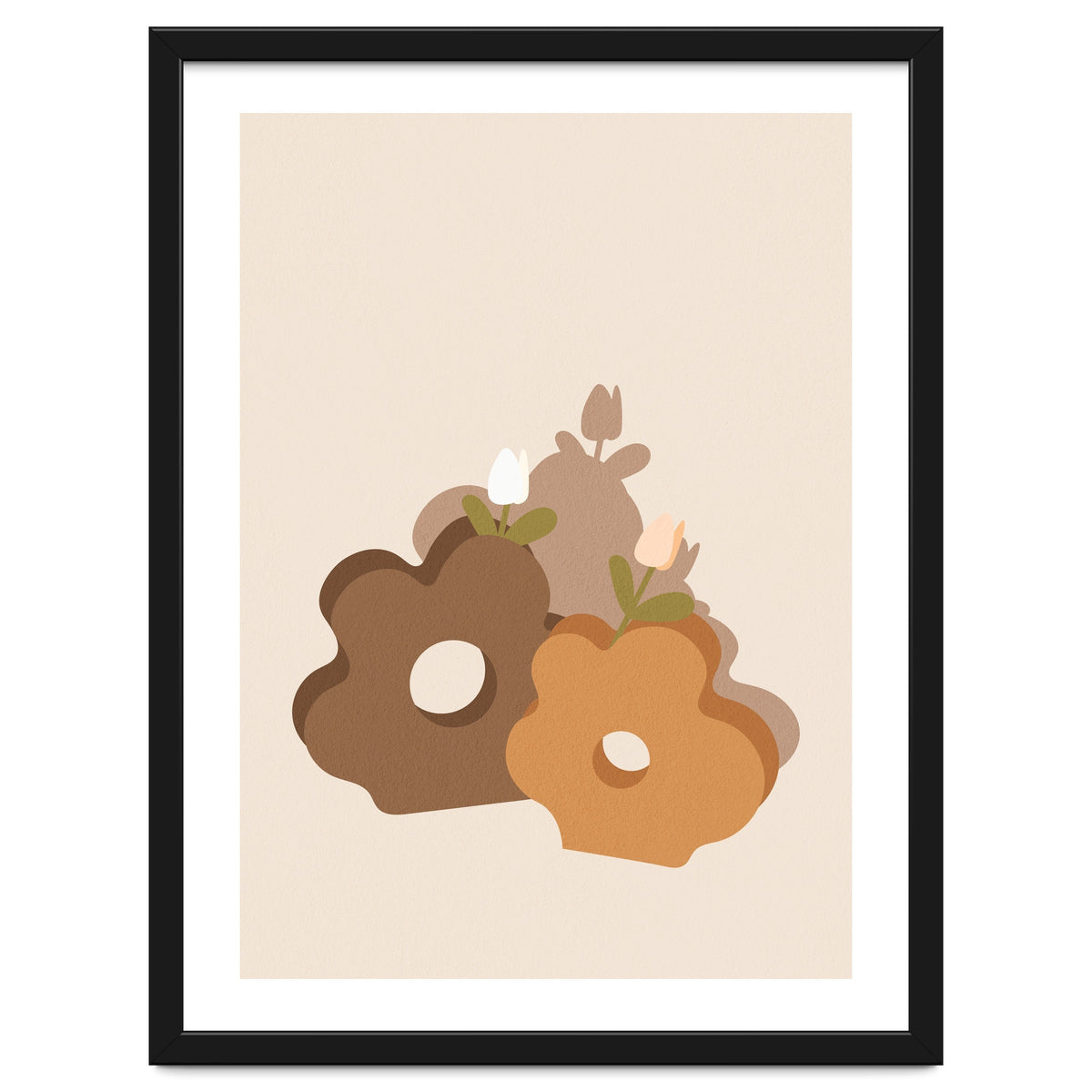 Tulip Flower Boho Neutral Beige