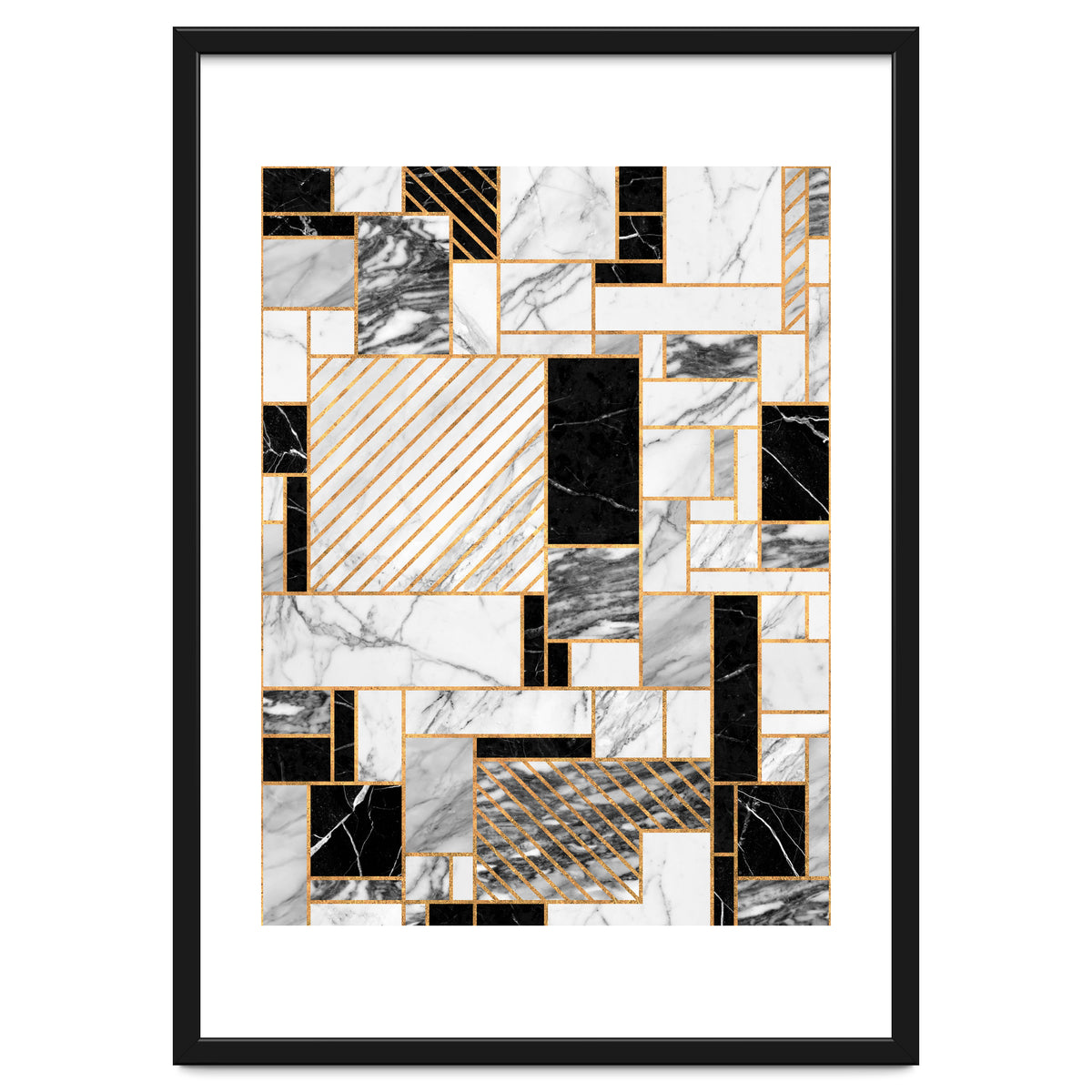 Random Pattern - Black and White Marble