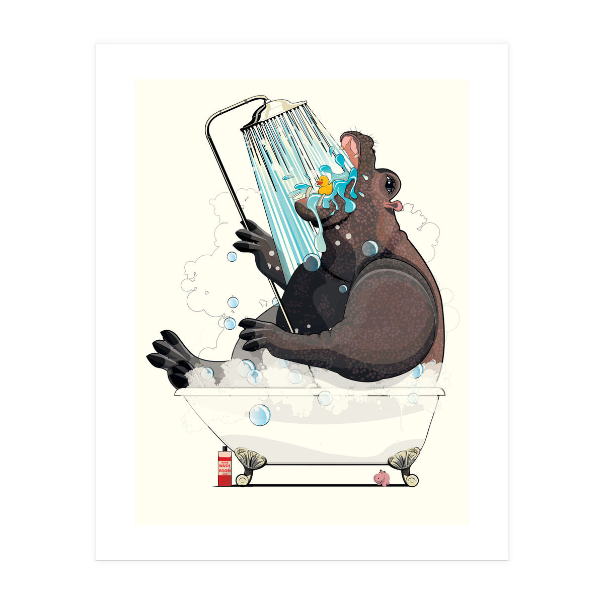 Hippopotamus in the Bath, Funny Bathroom Humour (Print Only)