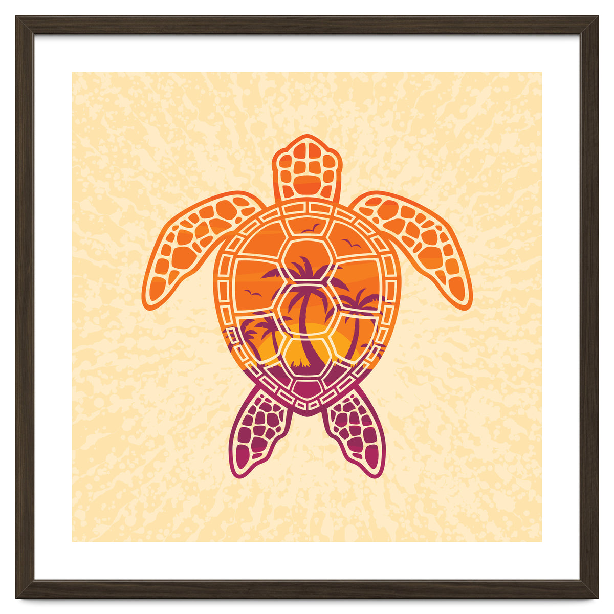Tropical Sunset Sea Turtle Design