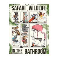Safari wildlife animals in the bathroom, funny toilet humour.  (Print Only)