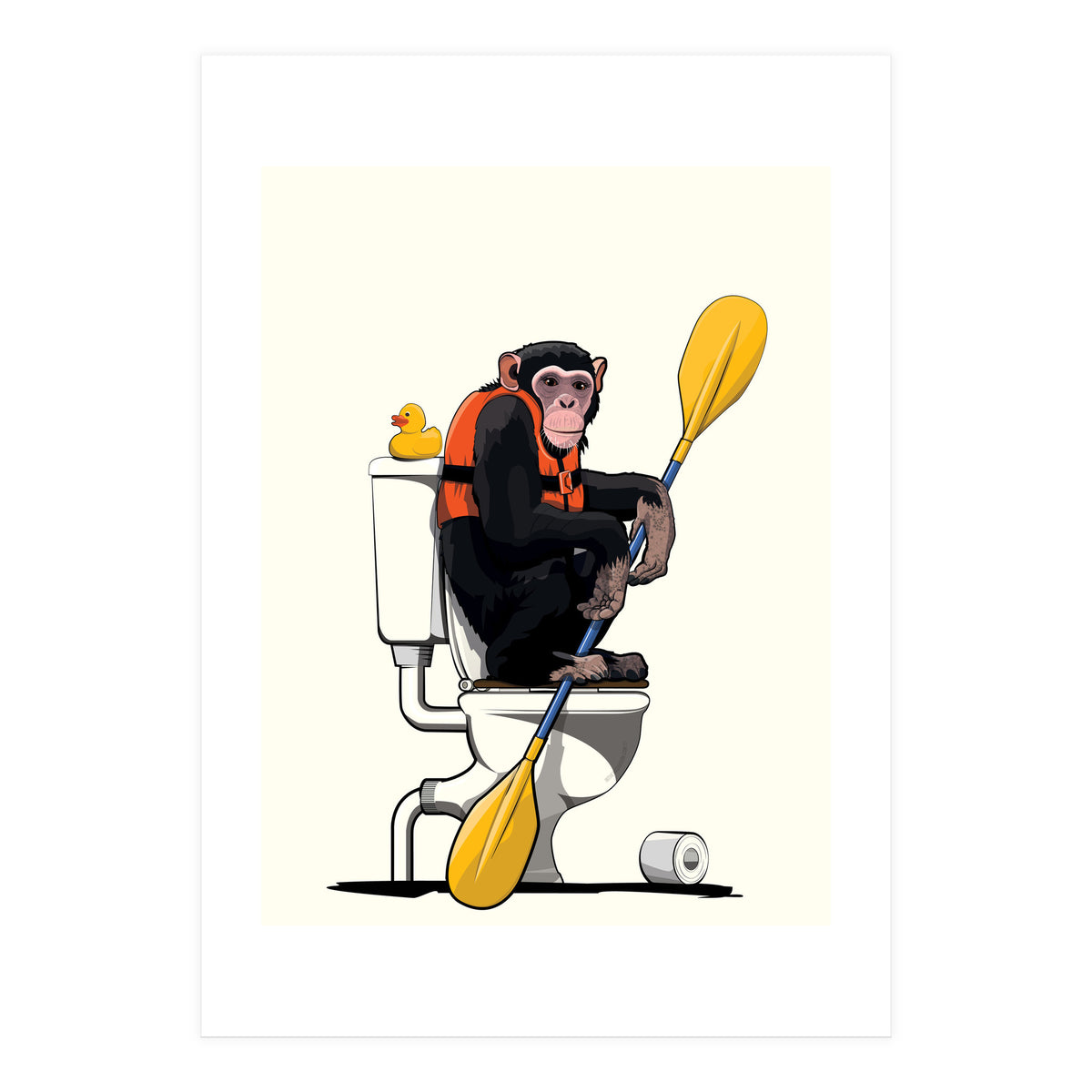 Chimp on the Toilet, Funny Bathroom Humour (Print Only)