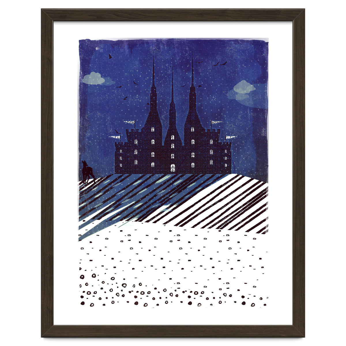 Castle on the hill at night